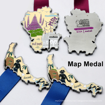 Hot Sale Custom Metal Enamel 3D Map Sports Day Medals